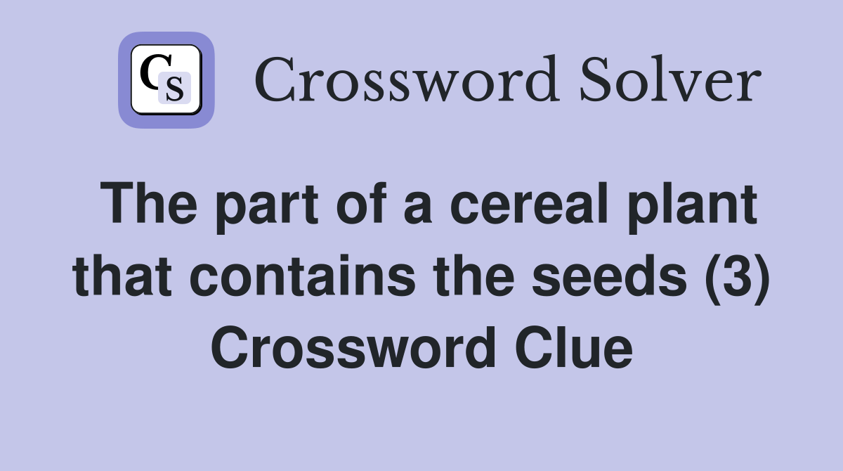 The part of a cereal plant that contains the seeds (3) Crossword Clue